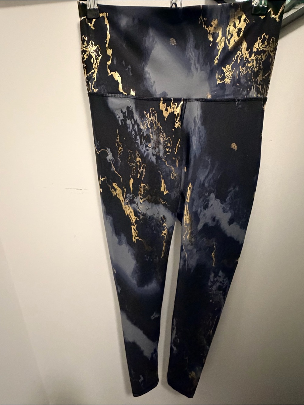 Old Navy Black Leggings with Gold Marble Accents